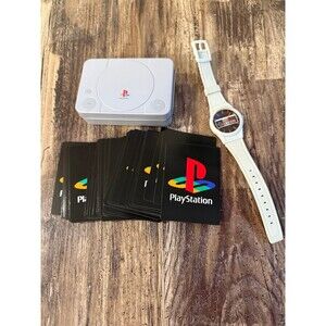 Nintendo NES Watch Men 37mm White Black Controller Dial & VTG. PlayStation cards